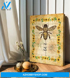 Bee Hippie Sunflower, Let it be Canvas And Poster, Wall Decor Visual Art