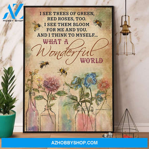 Bee I See Trees Of Green What A Wonderful World Canvas And Poster, Wall Decor Visual Art