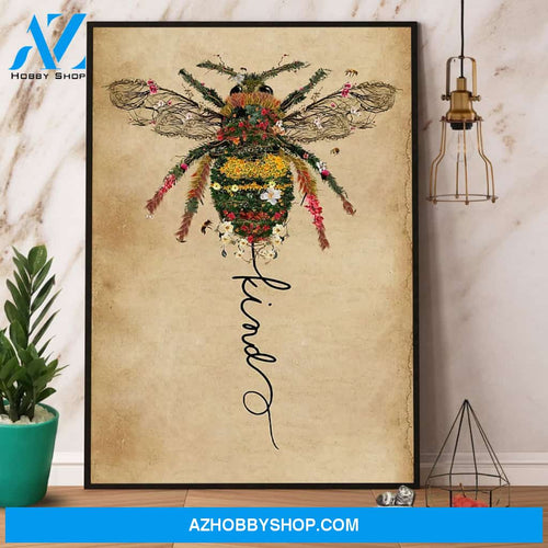 Bee Kind Floral Canvas And Poster, Wall Decor Visual Art