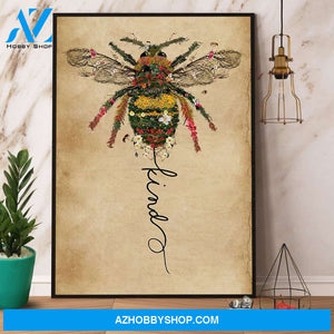 Bee Kind Floral Canvas And Poster, Wall Decor Visual Art