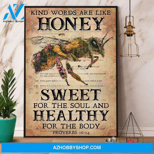 Bee Kind Words Are Like Honey Sweet For The Soul And Healthy Canvas And Poster, Wall Decor Visual Art