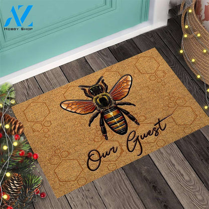 Bee Our Guest Coir Pattern Print Doormat