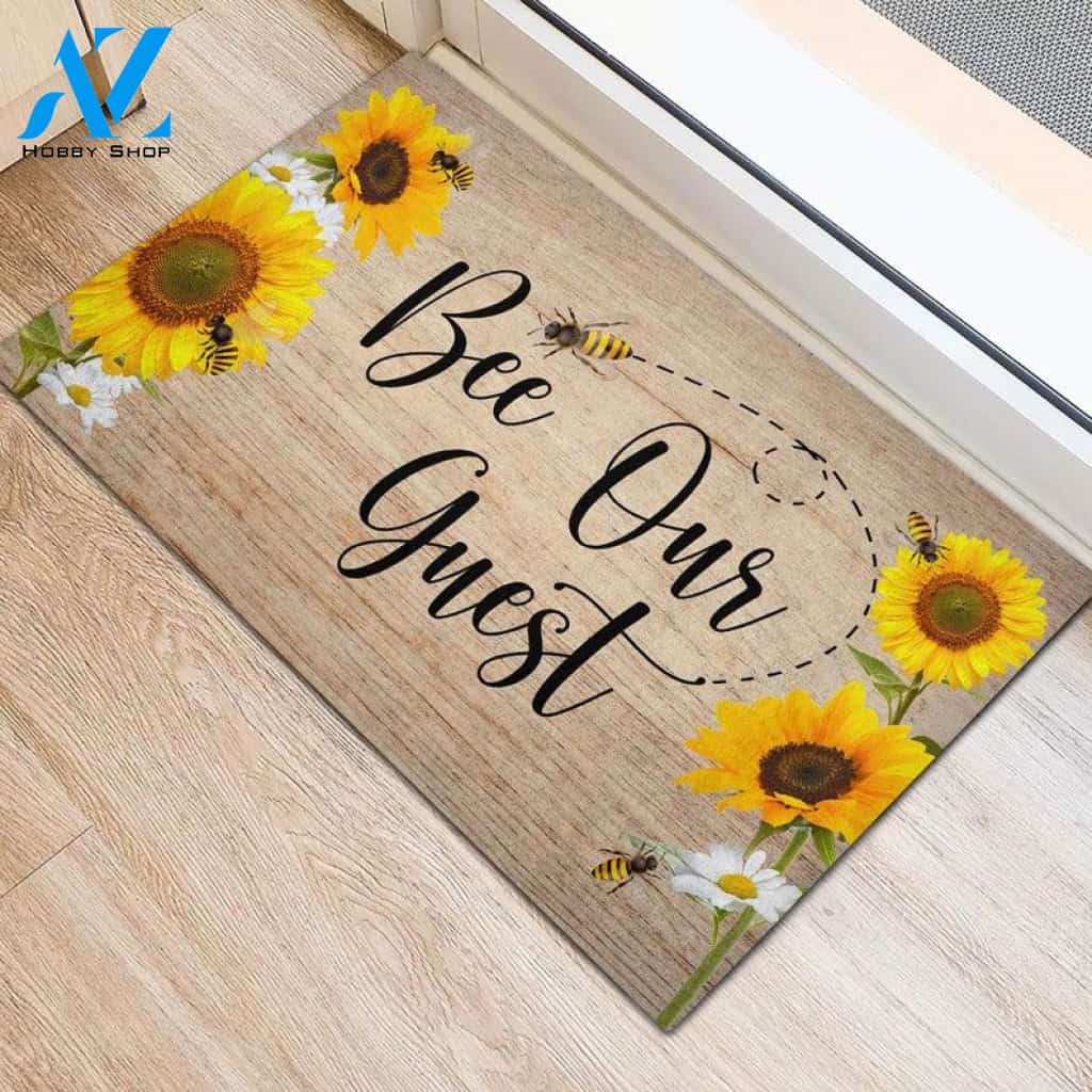 Bee Our Guest Sunflower And Daisy Insect Doormat Indoor and Outdoor Doormat Entrance Rug Sweet Home Decor Housewarming Gift Gift for Bee Lovers Insect Lovers Gift Idea