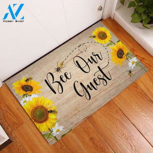 Bee Our Guest Sunflower And Daisy Insect Doormat Indoor and Outdoor Doormat Entrance Rug Sweet Home Decor Housewarming Gift Gift for Bee Lovers Insect Lovers Gift Idea