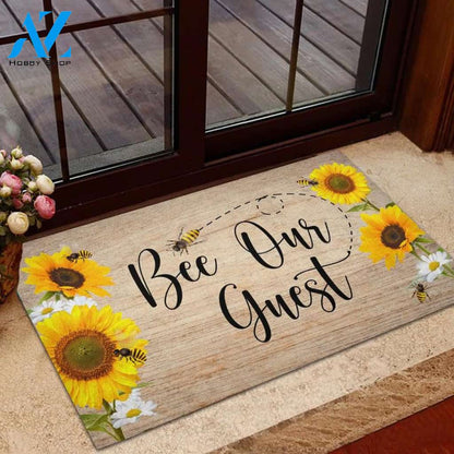 Bee Our Guest Sunflower And Daisy Insect Doormat Indoor and Outdoor Doormat Entrance Rug Sweet Home Decor Housewarming Gift Gift for Bee Lovers Insect Lovers Gift Idea