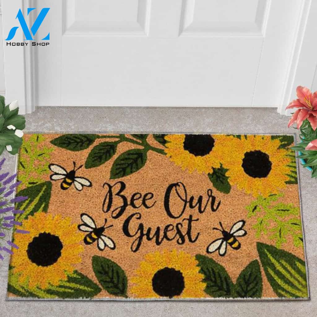 Bee Our Guest Sunflower Insect Doormat Indoor and Outdoor Doormat Entrance Rug Sweet Home Decor Housewarming Gift Gift for Bee Lovers Insect Lovers Gift Idea