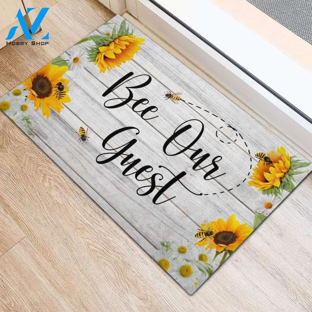 Bee Our Guest Sunflower Bee Net Insect Doormat Indoor and Outdoor Doormat Entrance Rug Sweet Home Decor Housewarming Gift Gift for Bee Lovers Insect Lovers Gift Idea