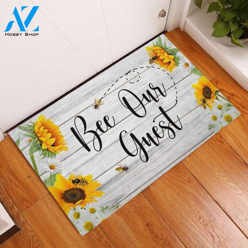 Bee Our Guest Sunflower Bee Net Insect Doormat Indoor and Outdoor Doormat Entrance Rug Sweet Home Decor Housewarming Gift Gift for Bee Lovers Insect Lovers Gift Idea