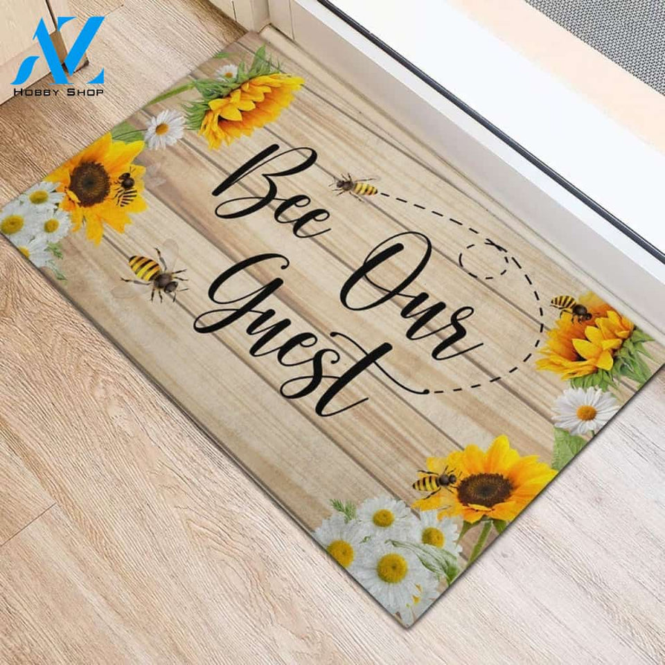 Bee Our Guest Sunflower Summer Funny Indoor And Outdoor Doormat Warm House Gift Welcome Mat Birthday Gift For Friend Family 3