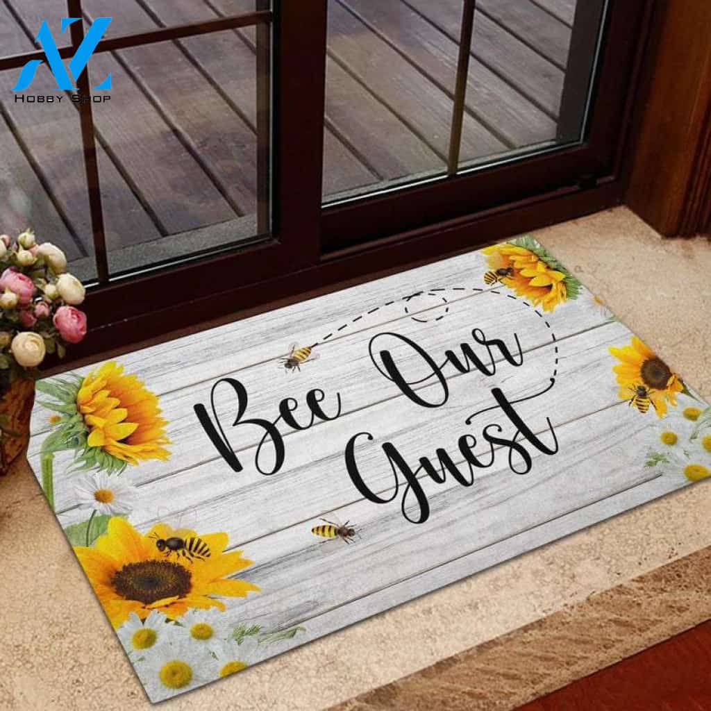 Bee Our Guest Sunflower Summer Funny Indoor And Outdoor Doormat Warm House Gift Welcome Mat Birthday Gift For Friend Family 1