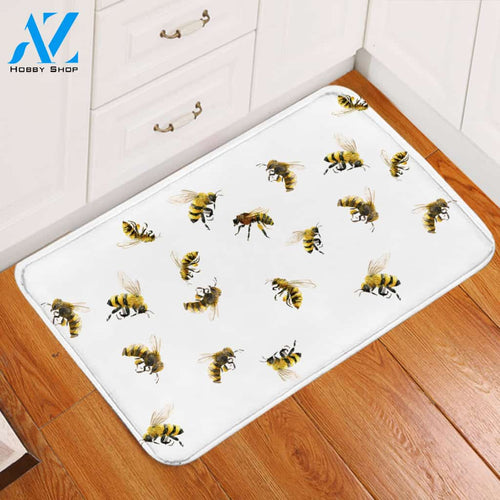 Bee Patterns White Door Mat