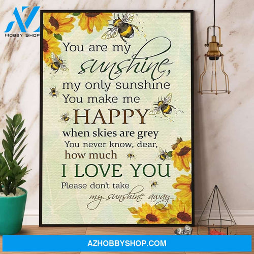 Bee Sunflower You Are My Sunshine I Love You Canvas And Poster, Wall Decor Visual Art