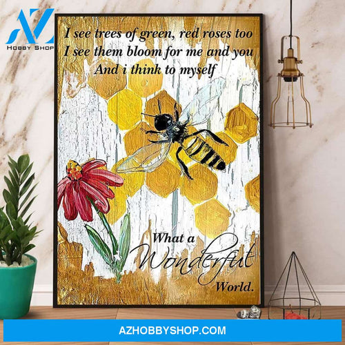 Bee Watercolor What A Wonderful World Canvas And Poster, Wall Decor Visual Art