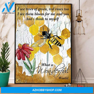 Bee Watercolor What A Wonderful World Canvas And Poster, Wall Decor Visual Art