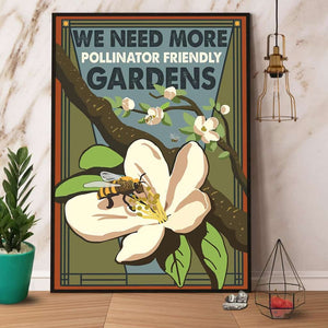 Bee We Need More Pollinator Friendly Gardens Paper Poster No Frame Matte Canvas Wall Decor
