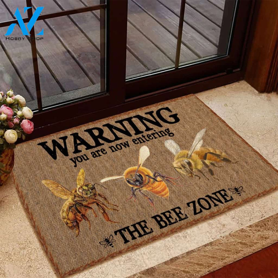 Bee Zone Warning Doormat | Welcome Mat | House Warming Gift