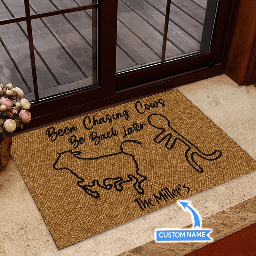 Been Chasing Cows Personalized Custom Name Doormat Welcome Mat