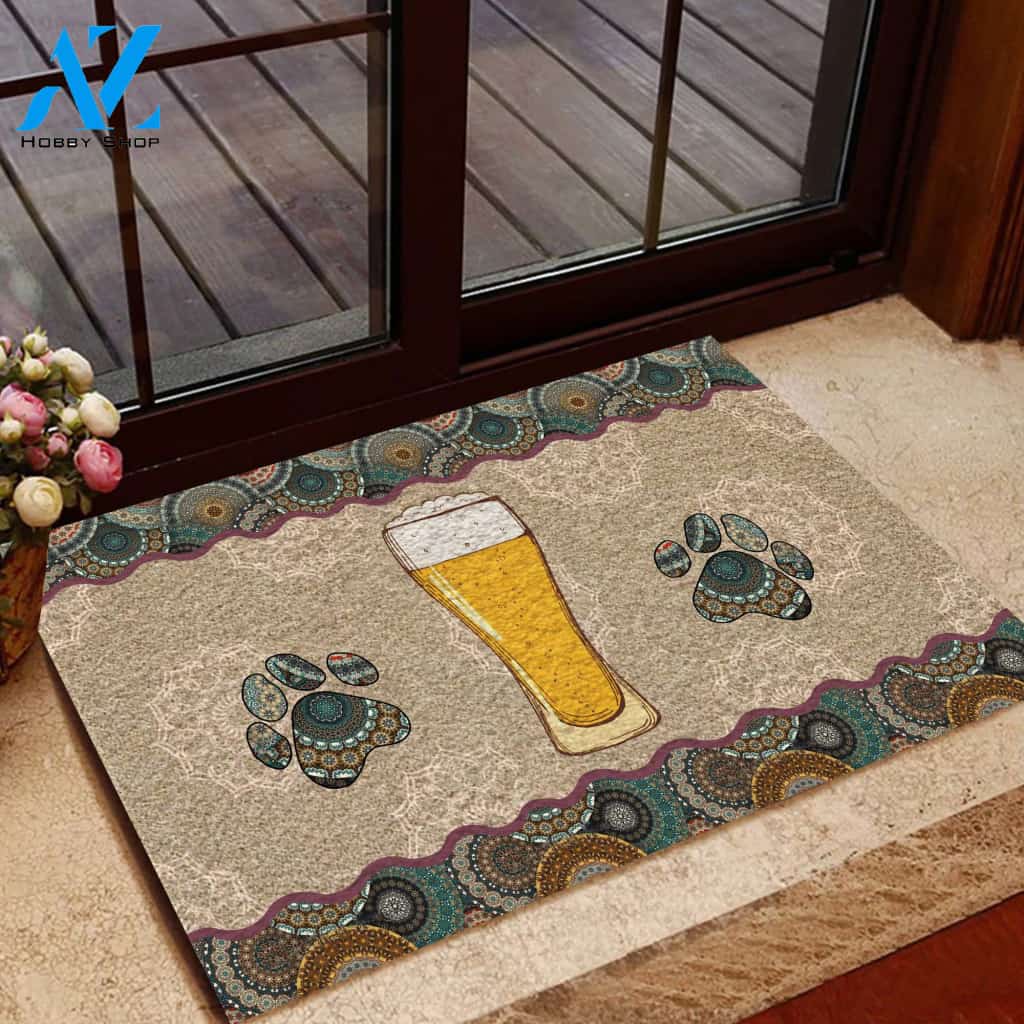 Beer And Paw Easy Clean Welcome DoorMat | Felt And Rubber | DO2652