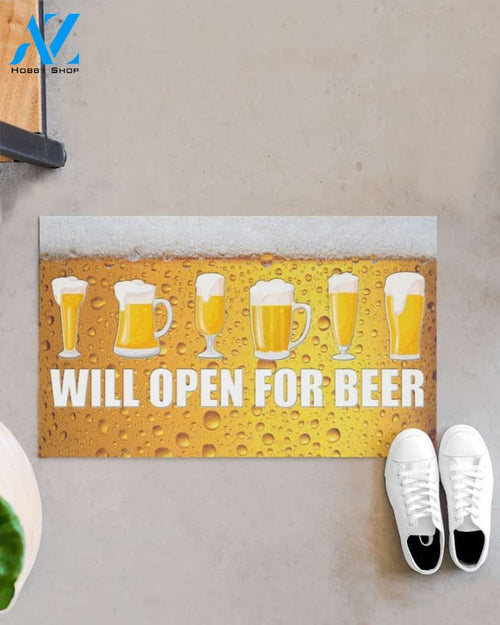 Beer Will open for beer Funny Doormat Gift For Beer Lovers Birthday Gift Home Decor Warm House Gift Welcome Mat