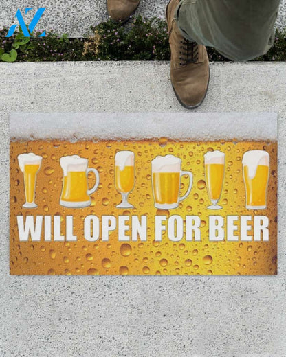Beer Will open for beer Funny Doormat Gift For Beer Lovers Birthday Gift Home Decor Warm House Gift Welcome Mat