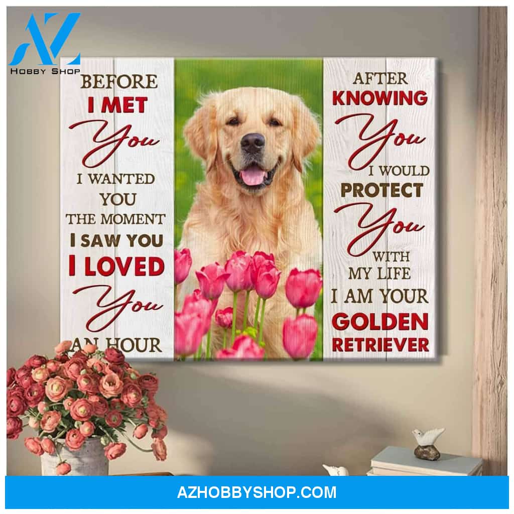 Before I Met You Golden Retriever Wall Art Canvas, Wall Decor Visual Art