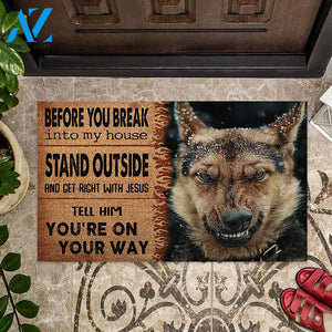 Before You Break Into My House - German Shepherd Dog Coir Pattern Print Doormat