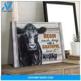 Begin Each Day Cow Wall Art Canvas, Wall Decor Visual Art