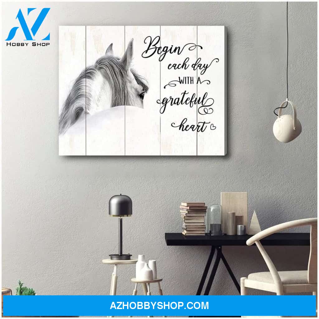 Begin Each Day Horse Wall Art Canvas, Wall Decor Visual Art