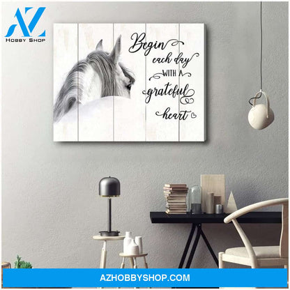 Begin Each Day Horse Wall Art Canvas, Wall Decor Visual Art