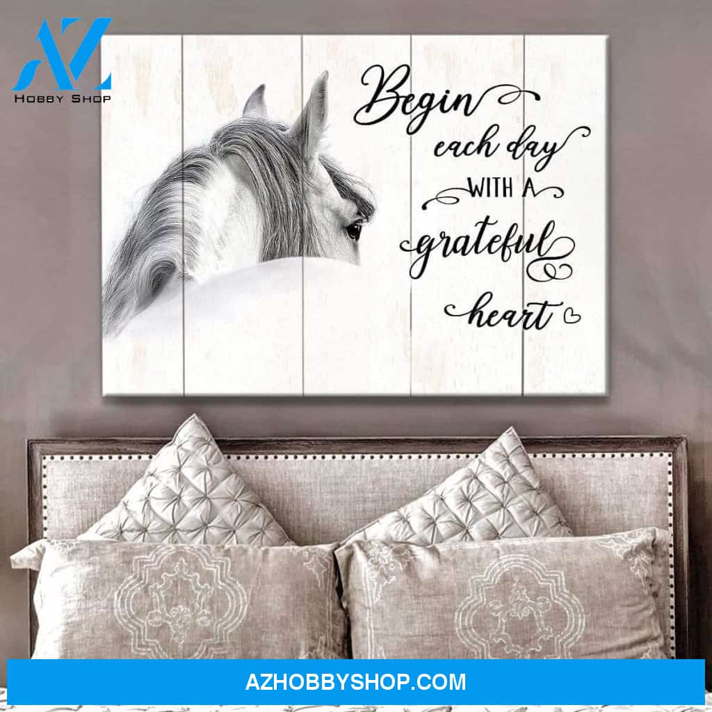 Begin Each Day Horse Wall Art Canvas, Wall Decor Visual Art