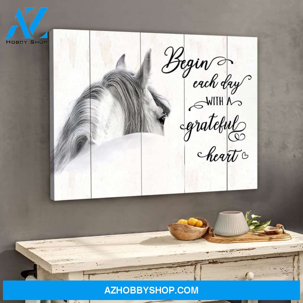 Begin Each Day Horse Wall Art Canvas, Wall Decor Visual Art