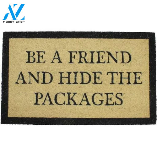 Beige and Black Rectangular Hide The Packages Doormat
