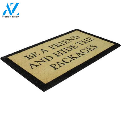 Beige and Black Rectangular Hide The Packages Doormat
