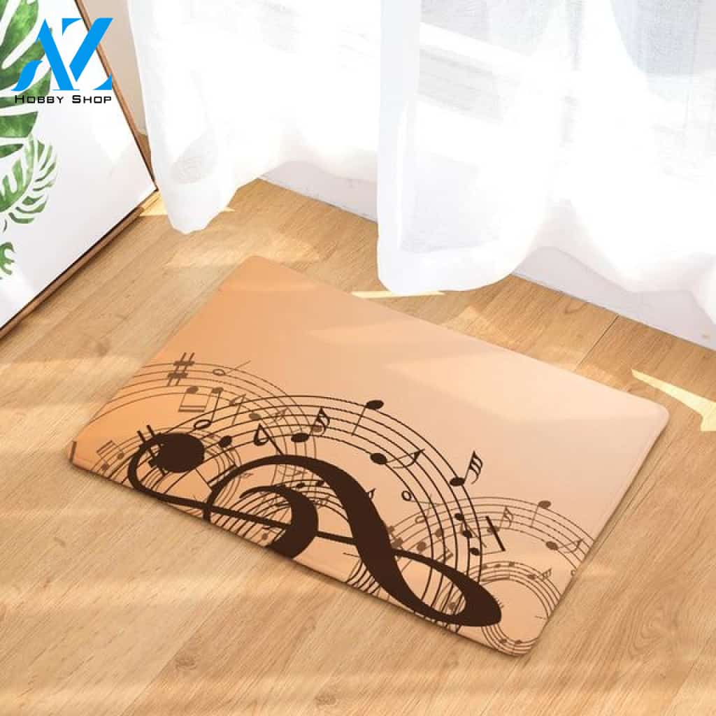 Beige Music Notes Doormat Indoor and Outdoor Doormat Warm House Gift Welcome Mat Birthday Gift for Music Lovers Piano Lover