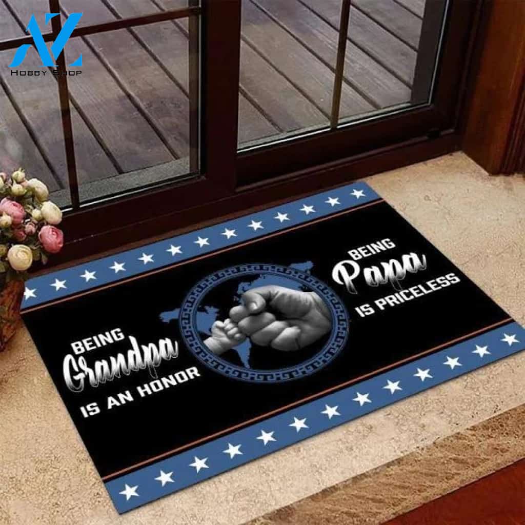 Being Grandpa Is An Honor, Being Papa Is Priceless Doormat Welcome Mat Housewarming Gift Home Decor Funny Doormat Gift Idea For Grandpa