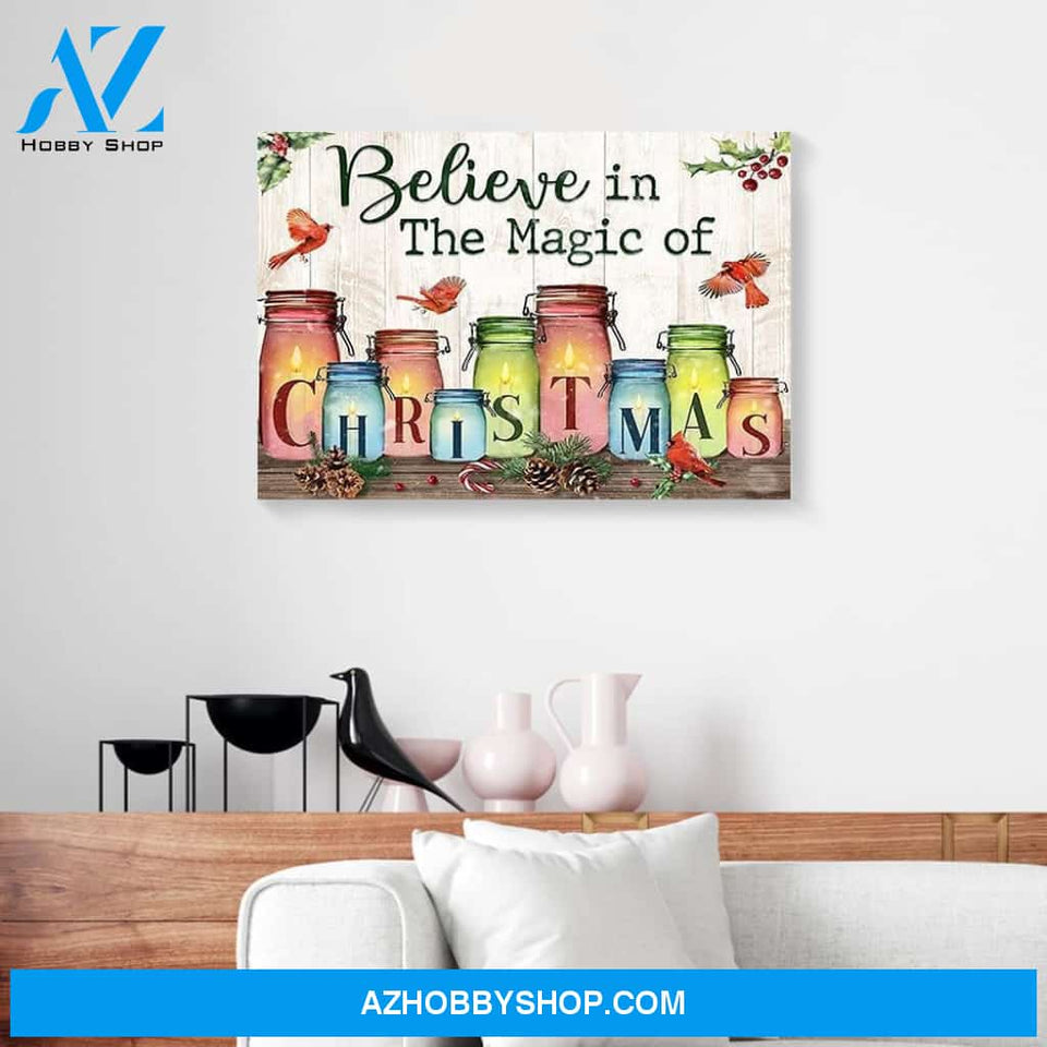 Believe In The Magic Of Christmas Cardinal Canvas Wall Art