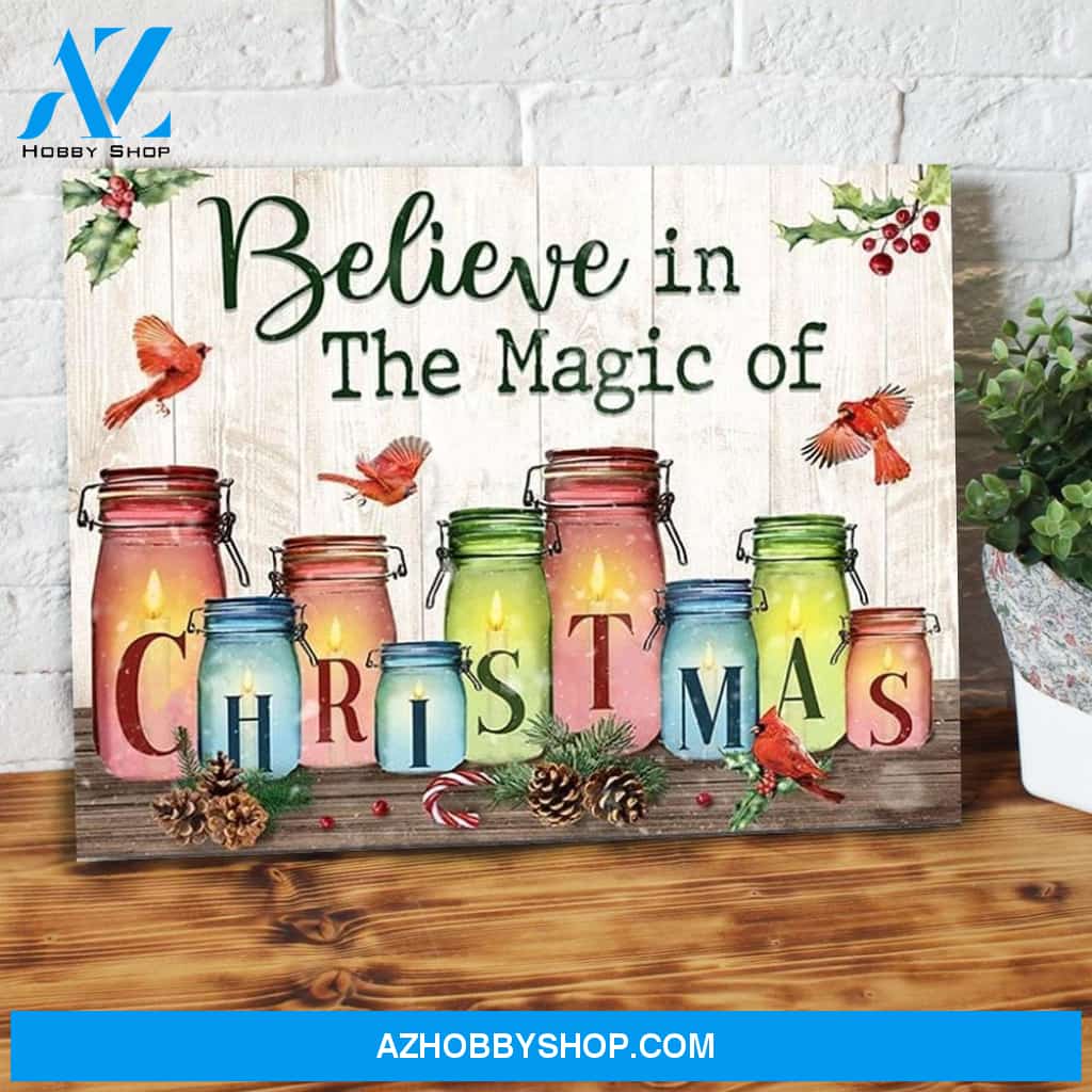 Believe In The Magic Of Christmas Cardinal Canvas Wall Art