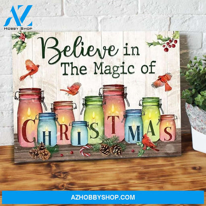 Believe In The Magic Of Christmas Cardinal Canvas Wall Art