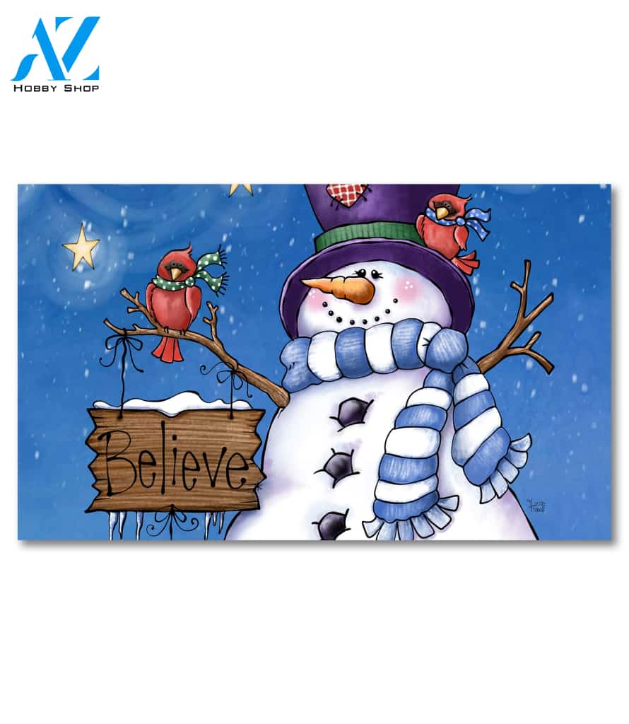 Believe Snowman Doormat - 18" x 30"