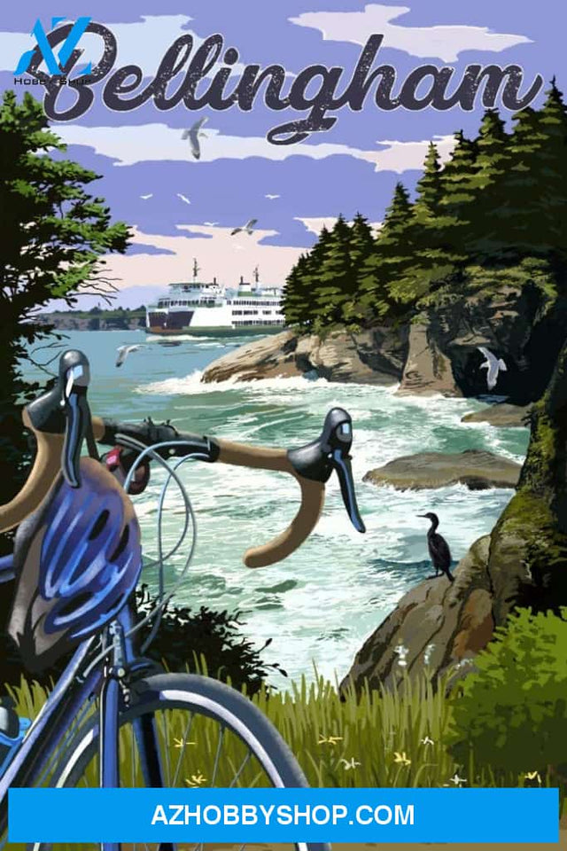Bellingham Washington Coastal Scene Bike And Ferry