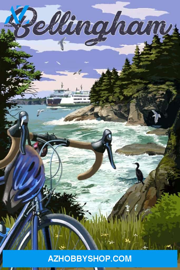 Bellingham Washington Coastal Scene Bike And Ferry
