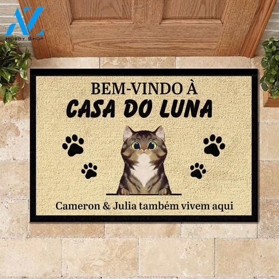 Bem-Vindo À Casa Do Luna Portuguese - Funny Personalized Cat Doormat 