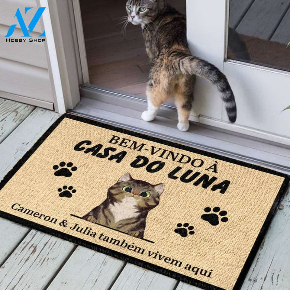 Bem-Vindo À Casa Do Luna Portuguese - Funny Personalized Cat Doormat 