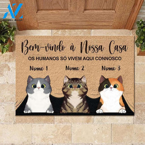 Bem-Vindo À Minha Casa Portuguese - Funny Personalized Cat Doormat 
