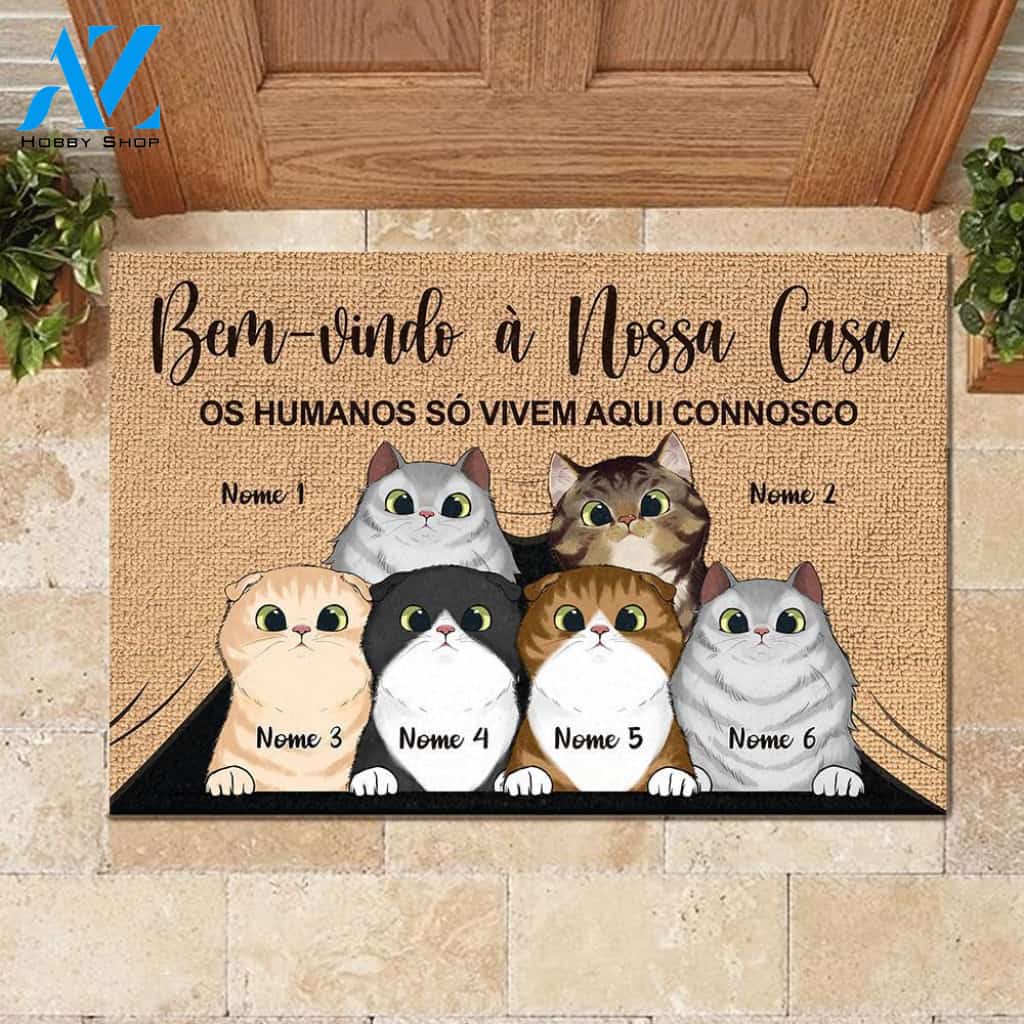 Bem-Vindo À Minha Casa Portuguese - Funny Personalized Cat Doormat 