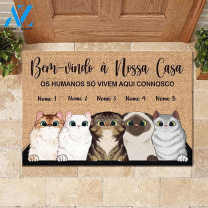 Bem-Vindo À Minha Casa Portuguese - Funny Personalized Cat Doormat | WELCOME MAT | HOUSE WARMING GIFT