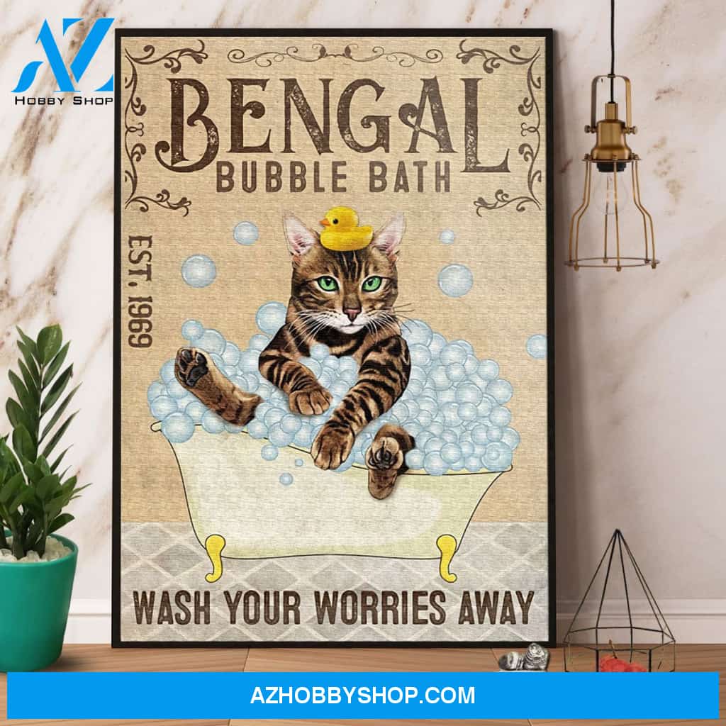 Bengal Bubble Bath Wash Your Worries Away Canvas And Poster, Wall Decor Visual Art