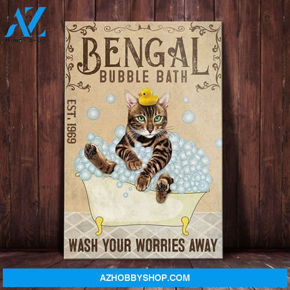 Bengal Cat Bubble Bath Canvas Wall Art, Wall Decor Visual Art