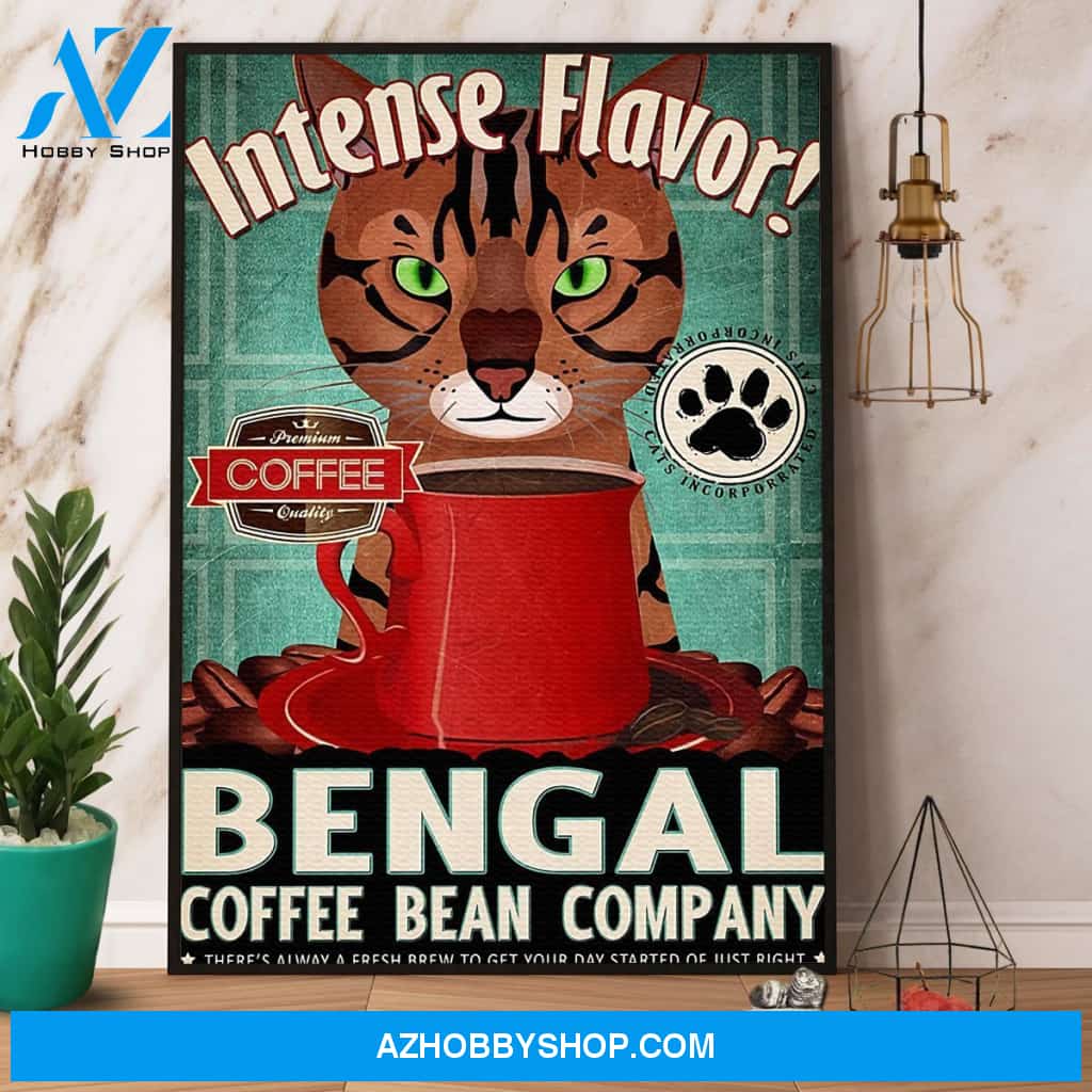 Bengal Cat Intense Flavor Bengal Coffee Bean Company Canvas And Poster, Wall Decor Visual Art