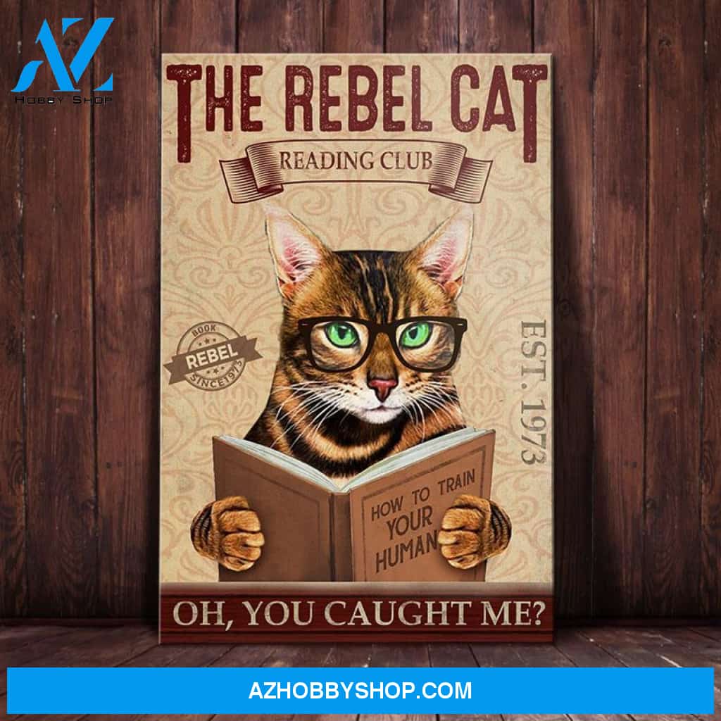 Bengal Cat Reading Club Canvas Wall Art, Wall Decor Visual Art